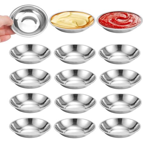 Lot de 12 Bols Ronds, Acier Inoxydable, Diamètre 8 Cm, Pour Sauce Et Épices, Maison Et Restaurant (1/5)