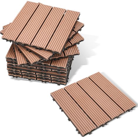 Jiubiaz Baldosas de patio, baldosas de madera entrelazadas, baldosas de suelo de 30 x 30 cm para jardín y patio, 33 piezas