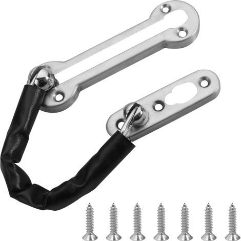 Chaînes de porte en acier inoxydable, chaîne de sécurité avec verrou et 7 vis, antivol pour porte intérieure. (1/5)