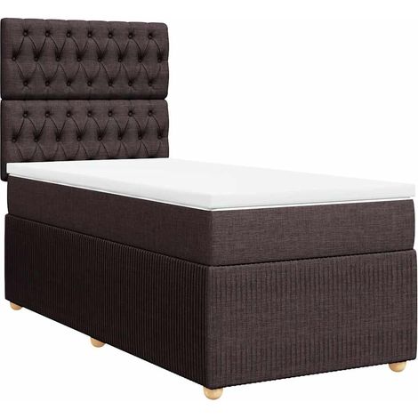 Maison Exclusive - Cama box spring con colchón tela marrón oscuro
