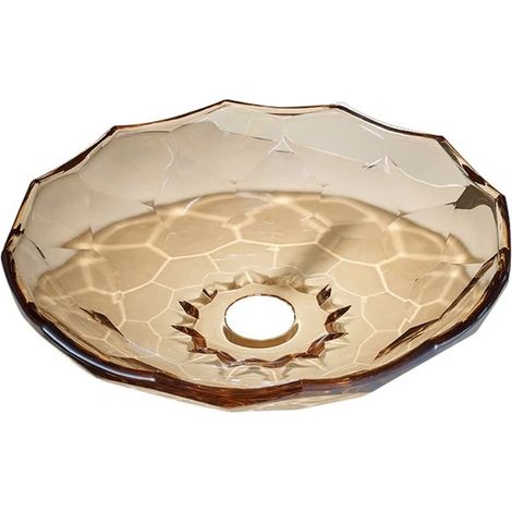 Lavabo da appoggio in vetro color ambra 460x460x125 mm senza piletta (1/4)