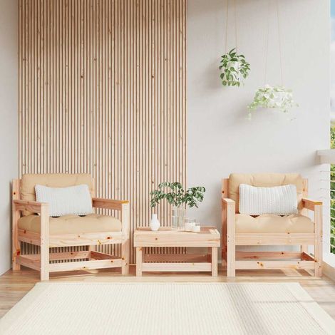 Gartenstühle mit Kissen 2 Stk. Massivholz Kiefer