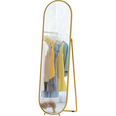 HOMCOM Specchio Moderno Ovale da Terra con Supporto color Oro