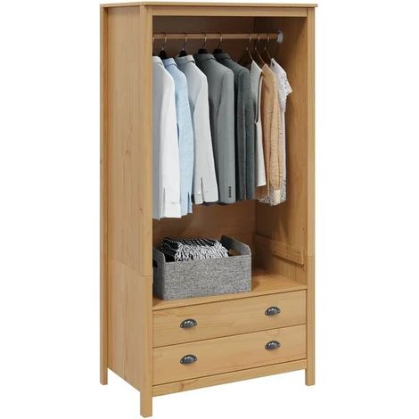 Armoire en Bois Massif de Pin, Couleur Miel, 84 x 50 x 170 cm, Placard de Rangement Robuste pour Chambre et Entrée (1/5)