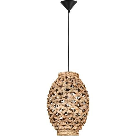 Merano Anaheim 24.5cm Dôme Suspension Plafonnier Jacinthe d'Eau Séchée Fil de Tissu Noir, Base LED E27