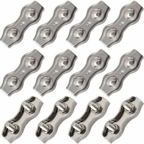 Stainless steel duplex cable clamp, M2 rope connector, cable clamp for 1.5mm steel cable, 12 pieces (1/4)