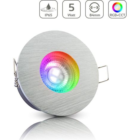 Einbauspot IP65 rund - Farbe: Alu-gebürstet - LED Leuchtmittel: GU10 5W RGB+CCT (1/4)