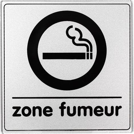 Plaque de porte Zone fumeur - Classique argent 90x90mm - 4330303