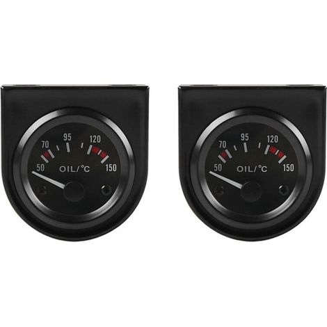 x 2 Zoll (52 mm) 12 V weiße LED-Öltemperaturanzeige für Autos mit schwarzem Zeiger (1/2)