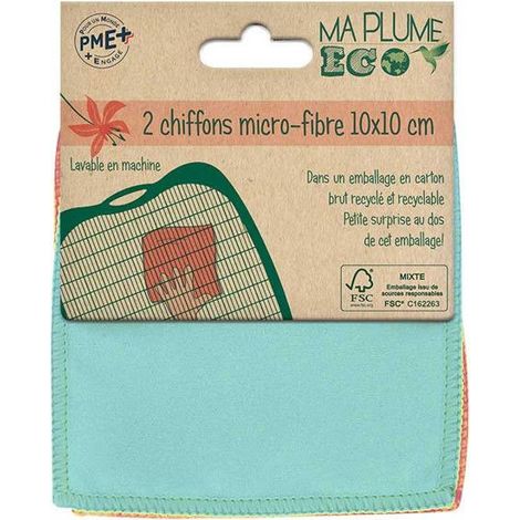 Chiffons Microfibre - Ulmann - 2 Chiffons - 13,40 x 10,50 cm - Opaque