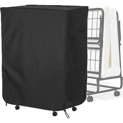 HOXILEELEO - Housse de lit pliable - Imperméable et anti-poussière - Tissu Oxford résistant - Taille unique - Facile à nettoyer - Usage extérieur - Noir - (1/5)