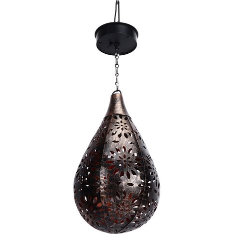 Suspension solaire en fer couleur bronze, motif ajouré, étanche, pour une utilisation extérieure, pelouse, jardin, lustre (1/5)