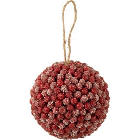 Boule de Noël Déco "Baies" 17cm Rouge