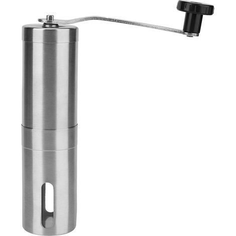 Moulin à café manuel à meules coniques, finition argentée, mouture réglable pour expresso, cafetière à piston et café filtre, idéal pour la maison, le bureau et les voyages.-AquaForge (1/5)