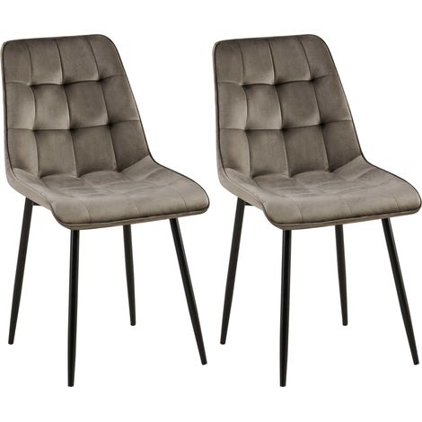 Juego de 2 sillas de comedor con costuras cuadradas decorativas en terciopelo gris oscuro estructura de metal negro 100007553 (1/5)