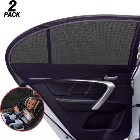 Lot de 2 pare-soleil pour vitres latérales de voiture, 61 x 52 cm, protection UV avec maille respirante (1/5)
