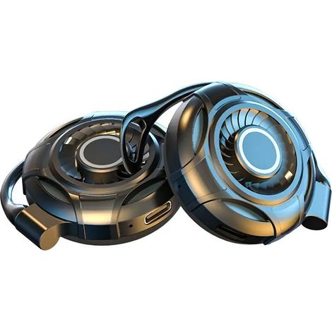 Ecouteurs sans fil pliables avec crochet d oreille et eclairage cool compatibles avec Android et IOS pour une experience audio immersive (1/5)