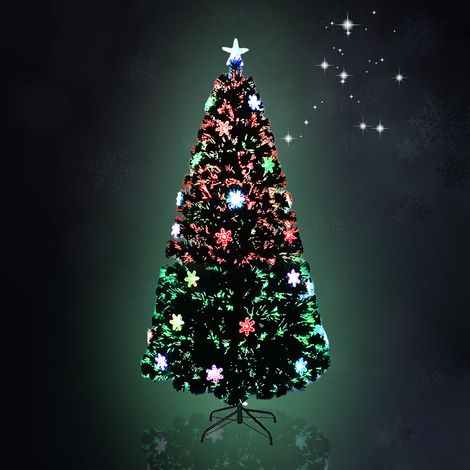 AUFUN Arbre de Noël artificiel avec LED et flocon de neige 1,5 m, Flocon de neige coloré (1/5)