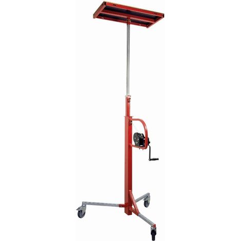 Mob Mondelin – Lève-charge manuel 100 kg – Hauteur de pose 3,50 m – Plateforme en bois multiplis 795 x 375 mm – Treuil anti-retour et roues freinées
