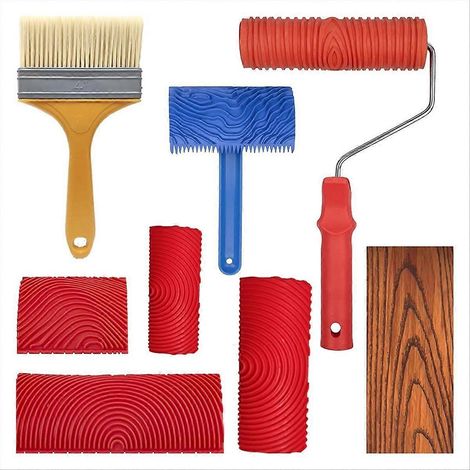 Ensemble de 8 outils pour imitation bois, peinture texturée, bricolage, bois caoutchouté (1/5)