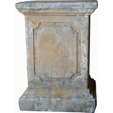 Socle en pierre 46x46x63cm – Résistant au gel – Pour vases Médicis et statues de jardin – Décoration classique avec moulures – La Grande Prairie