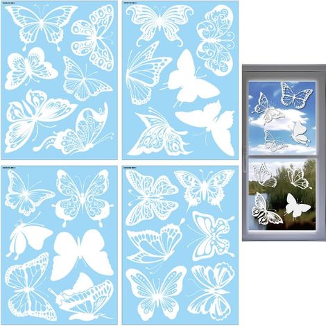 Lot de 24 Autocollants pour fenêtre Anti Collision pour éviter Les Coups d'oiseaux sur Les Portes et Les fenêtres Anti Oiseaux sur Porte Verre Autocollants Translucides (1/5)