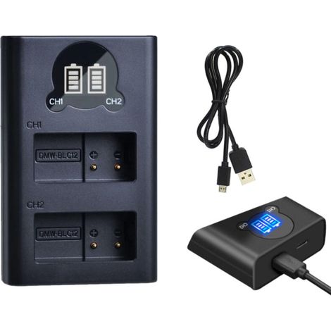 Chargeur rapide double batterie USB Type-C Trade-Shop pour 2 batteries avec écran LCD compatible avec Sigma DP0 DP1 DP1Q, DP2 DP2Q FP L DP3 Quattro DP3Q FP (1/2)
