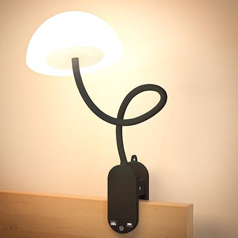 Rechargeable Clip Lamp, Wireless Table Lamp with Touch Control, RGB Mood Light and Dimmable Reading Lamp 3000K to 6000K for Table, Bed and Headboard (1/5)