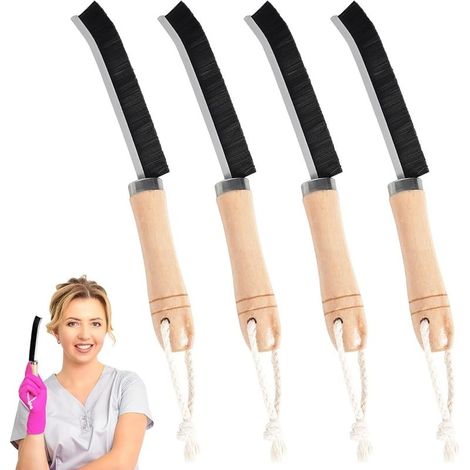 Poignée en bois Brosse de Nettoyage des Interstices 4 pièces, Brosse Nettoyage Salle de Bainbrosse Joint Carrelag, Brosse de Nettoyage à Poils Durs pour Rainure Fenetre (1/5)