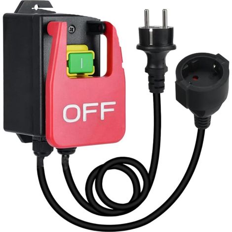 Interrupteur marche/arrêt monophasé 220 V, interrupteur de sécurité, interrupteur de tension zéro avec prise, interrupteur d'arrêt d'urgence, prise européenne (1/5)