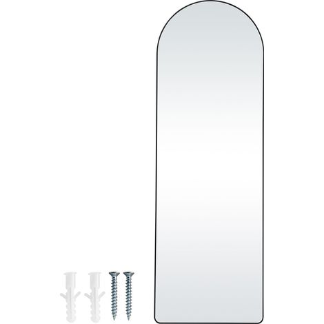 Miroir Plein Pied Arqué 65" x 22", Aluminium Noir, Autoportant ou Mural, pour Salon et Chambre (1/5)