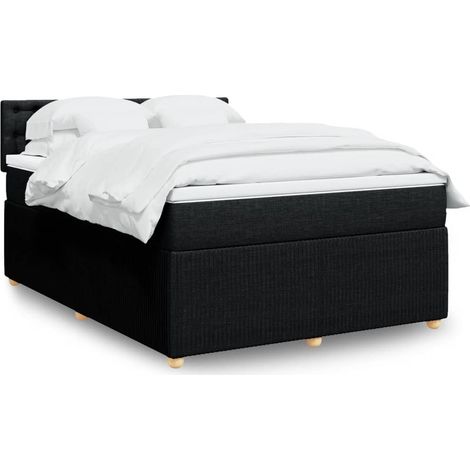 vidaXL Giroletto a Molle con Materasso Nero 140x190 cm in Tessuto (1/5)