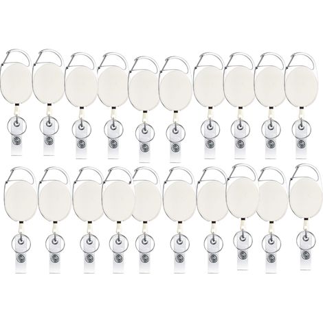 20 porte-badges rétractables, cordon 76 cm, clip pivotant 360°, blanc, pour personnel médical et bureau (1/5)
