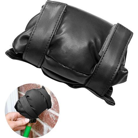 Funda para grifo de invierno, protección contra heladas para grifo exterior, funda aislante de manguera de PU negra (1/5)