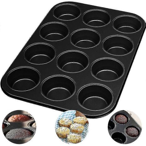 Moule à gâteau antiadhésif 12 trous en acier au carbone, moule à gâteau rond (1/5)