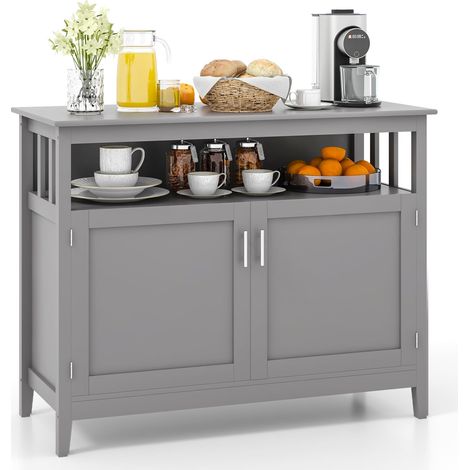 COSTWAY Modern Storage Cabinet Kitchen Buffet Server Sideboard w/ Shelf-Grey (1/5)