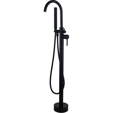 FugaFlow Eccelente Sobrado Robinet de bain hors sol 107.8cm avec douchette Noir mat (1/4)