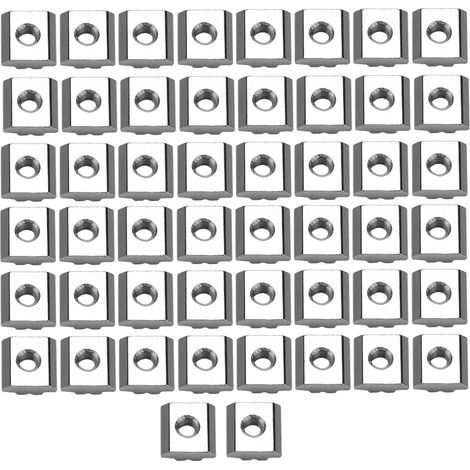 Lot de 50 écrous coulissants en acier au carbone pour rainure en T, profilé aluminium série 30, accessoires M6x16x6, fixation à glissière robuste. (1/5)