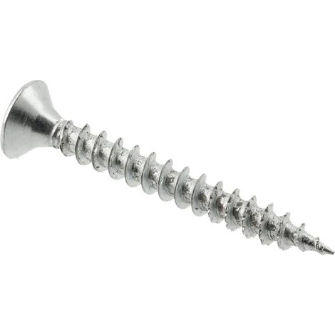 Vis à Aggloméré 3,5x12mm, Tête Fraisée PZ2, Filetage Total, Acier Zingué Blanc, avec Encoches de Coupe, Boîte de 1000 Pièces et Embout S2 Inclus (1/5)