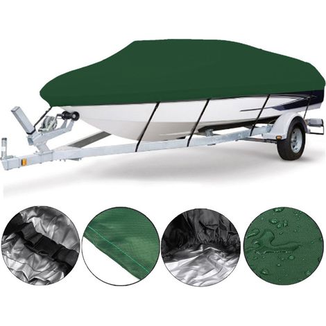 Bâche de bateau en forme de V, 5,20 à 5,80 m (17 à 19 pieds), 600 x 310 cm, en tissu Oxford vert 210D