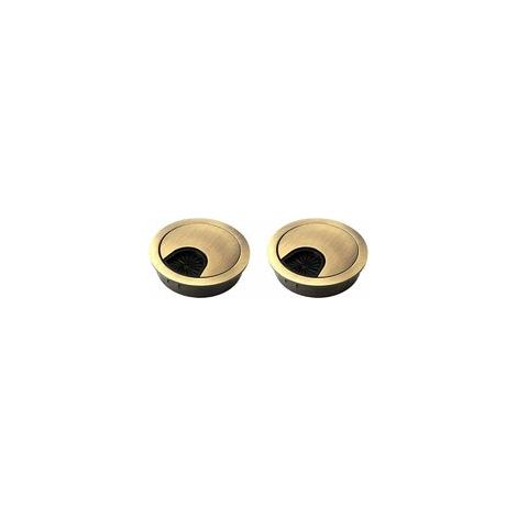 Lot de 2 passe-câbles 60 mm en alliage de zinc, couleur bronze, pour bureau et plan de travail –