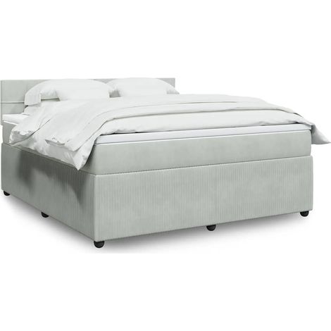 Boxspringbett mit Matratze Hellgrau 180x200 cm Samt