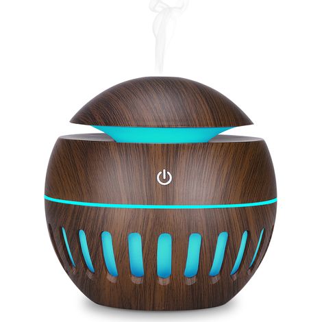 veilleuse-Diffuseur d'humidificateur d'air USB aromatique avec lumière LED bois changant de couleur – pour bureau et maison (130ml) (1/5)