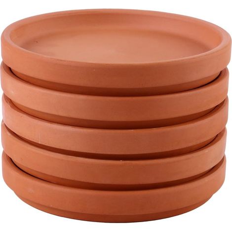 5 Pièces Soucoupe Céramique Pot Plante Intérieur Lot de Supports Drainage Résistants pour Pots de Fleurs et Jardinières (1/4)