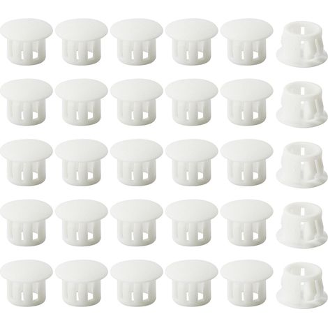 Insert-type cap - Lockable round retaining cap - Suitable for furniture fence post tubes - 12 mm, 30 pieces per pack - White