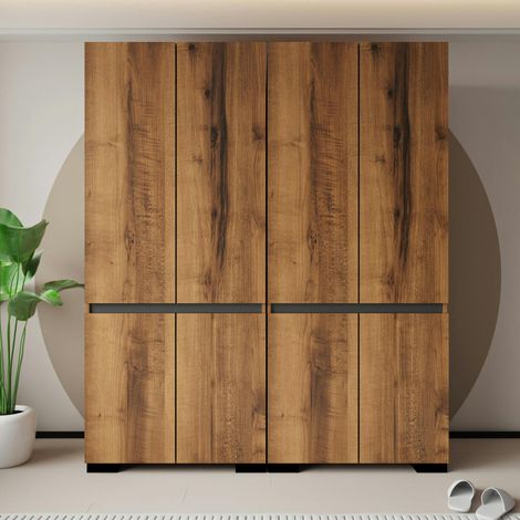 Armoire penderie 8 portes décor noyer et anthracite 180 cm BYRON (1/4)