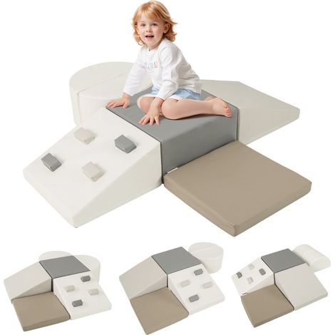 Juego de 6 bloques de escalada de espuma 40 x 40 x 20 cm juguete educativo y flexible para niños cuero multicolor 200017877