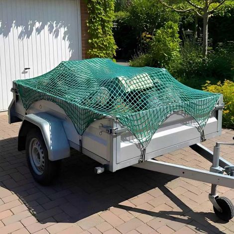 Anhängernetz 2x3m Grün mit Haken, Verdicktes Polyester, Ladungssicherung (1/5)