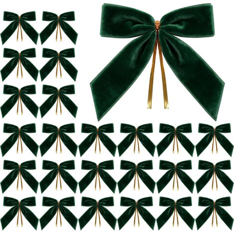 24 fiocchi natalizi in velluto, fiocchi annodati per decorazioni natalizie, ghirlande, confezioni regalo, matrimoni, feste e decorazioni per la casa. (1/5)