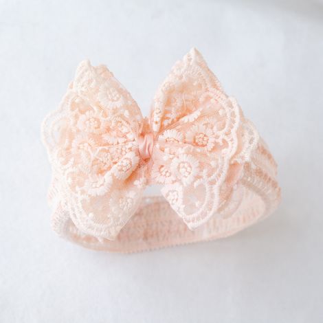 Bandeau en dentelle pour bébé, confortable, respirant, doux, agréable pour la peau, réutilisable, pour bébés de 0 à 24 mois, filles, rose-orange. (1/5)
